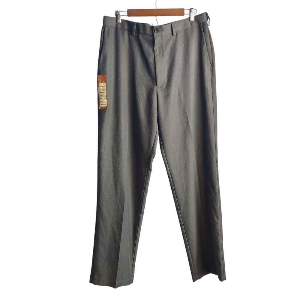 Haggar Dress Pants Men's Gray Classic Fit No Iron Comfortable Waist 36WX32L NWT